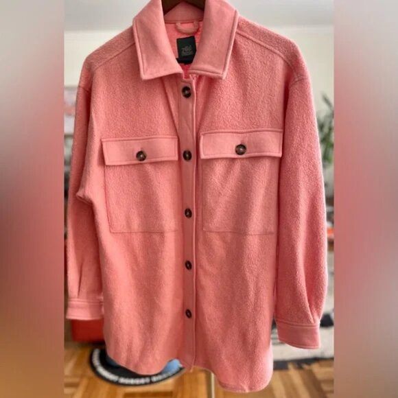 Wild Fable Cozy Oversized Shacket in Pink Women's Size Medium - Picture 1 of 13